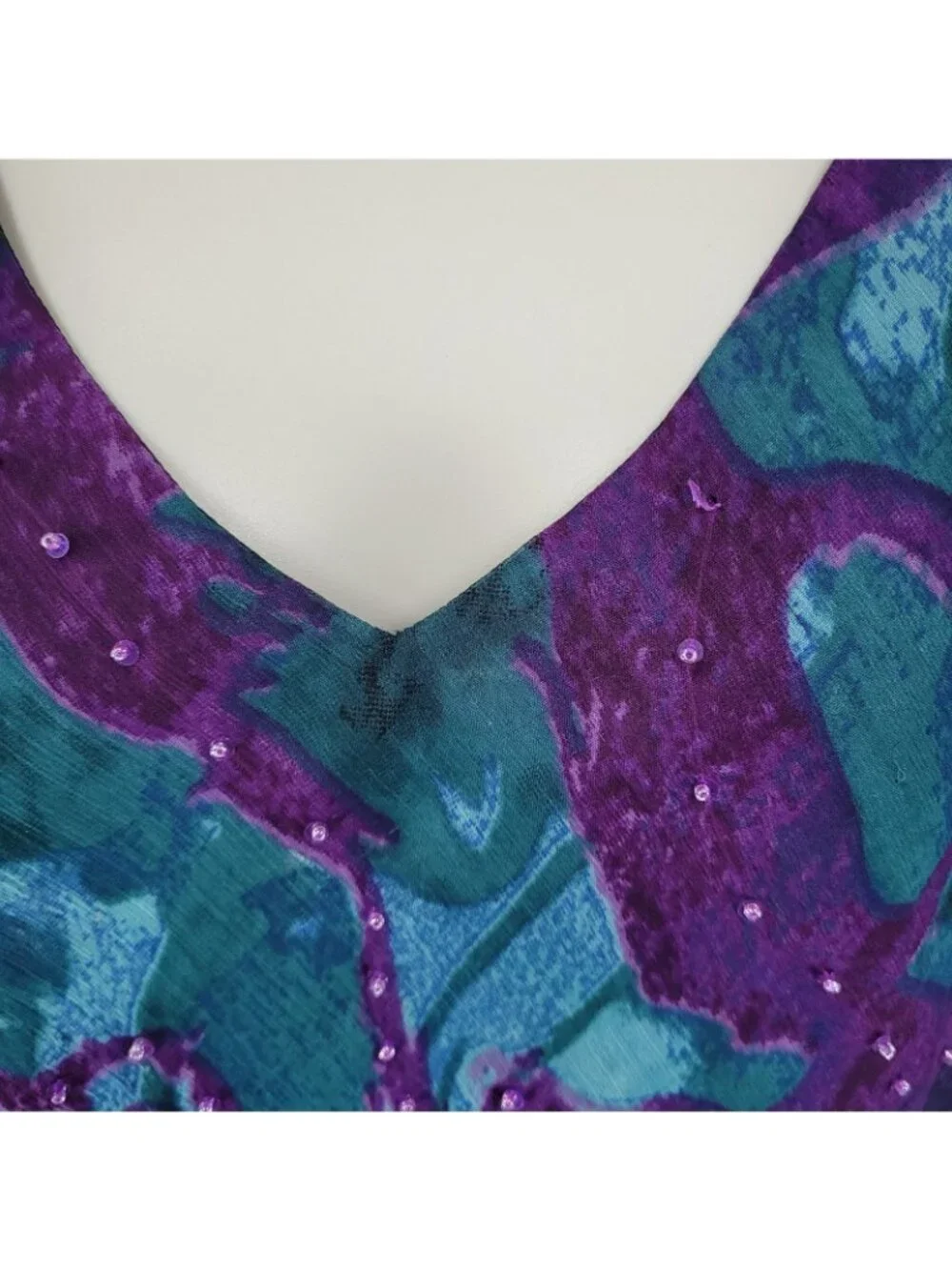 VTG Pegasus Woman Purple Chiffon Sequin 2 Piece Skirt Set Blouse Outfit Reg Size